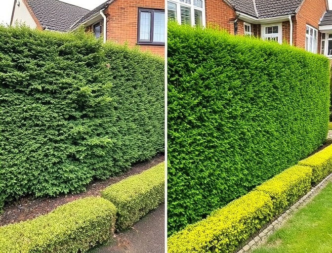 Taille de haies avant après avec remise en forme professionnelle