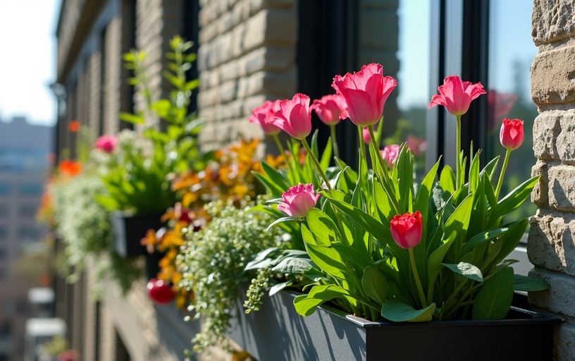 Jardinage urbain balcon avec balconnières et jardinage vertical