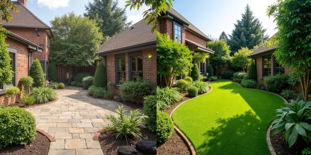 Photos avant-après transformation jardin par paysagiste professionnel