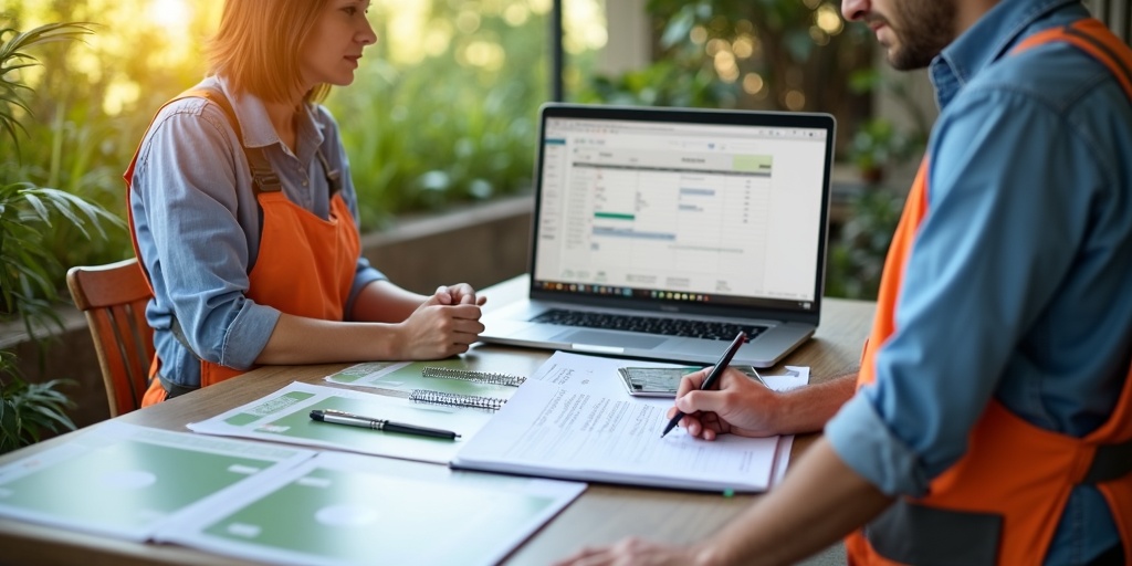Planification professionnelle paysagiste avec calendrier et gestion de projet jardinage