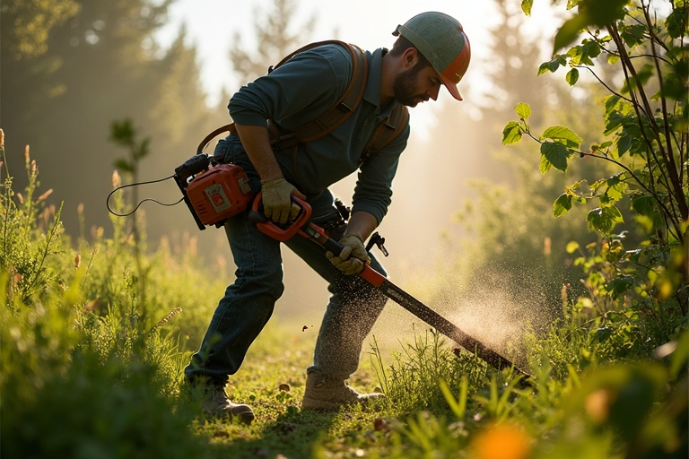 Débroussaillage coupe professionnel action équipement végétation