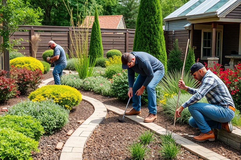 Équipe experte débroussaillage professionnel matériel moderne