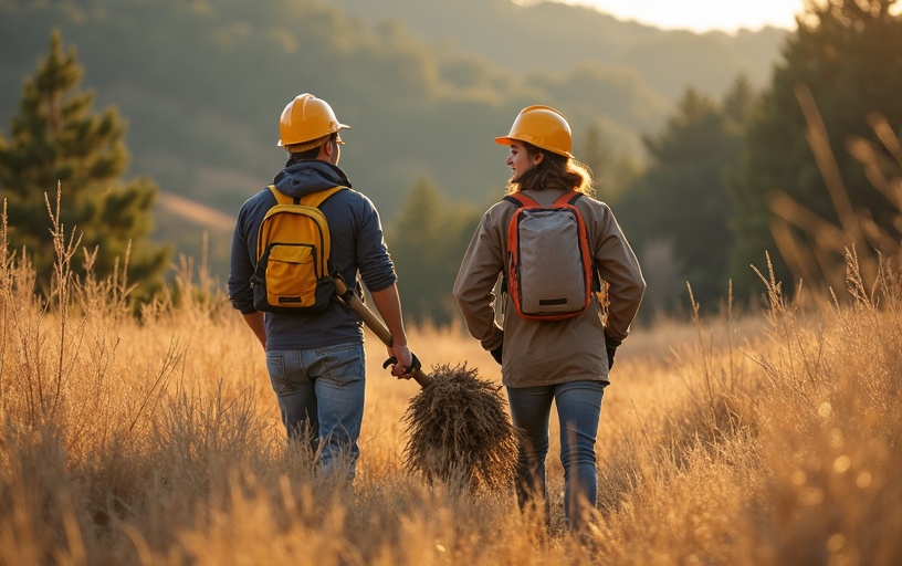 Couple satisfait débroussaillage terrain Saint-Priest