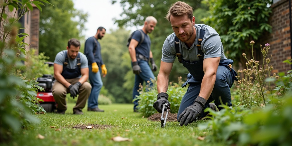 Équipe professionnelle prête à intervenir pour l'entretien de votre jardin