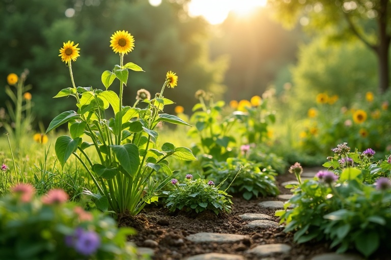 Jardin entretenu selon les principes du jardinage écologique et durable