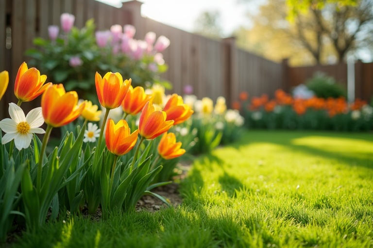 Entretien de jardin au printemps avec floraison et préparation des massifs