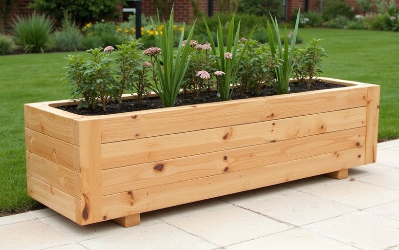 Jardinière en douglas rapport qualité-prix, bac rectangulaire bonne qualité abordable