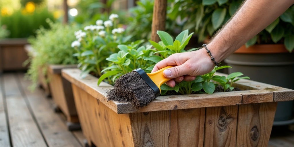 Entretien et maintenance des jardinières en bois, nettoyage et traitement des jardinières, outils et produits d'entretien
