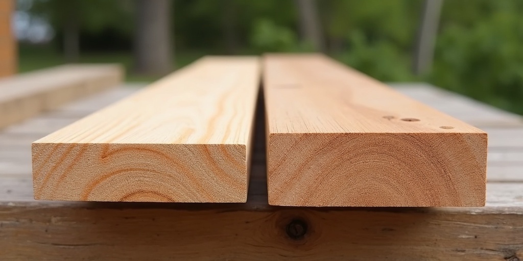 Comparaison d'épaisseur de planches de bois pour jardinières, différentes épaisseurs de planches côte à côte avec mesure au pied à coulisse