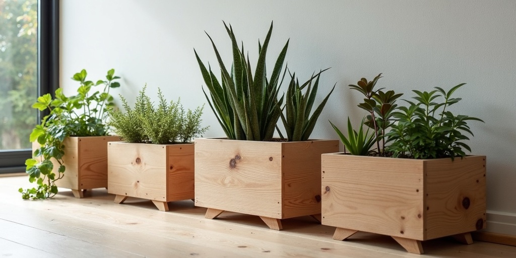 Jardinières bois style nordique minimaliste lignes épurées design simple style scandinave