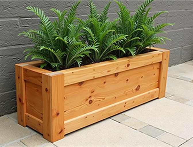 Jardinière en pin autoclavé traitement professionnel, bac rectangulaire en bois traité de qualité