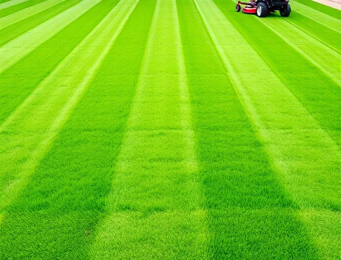 Pelouse parfaitement tondue par jardinier Buc