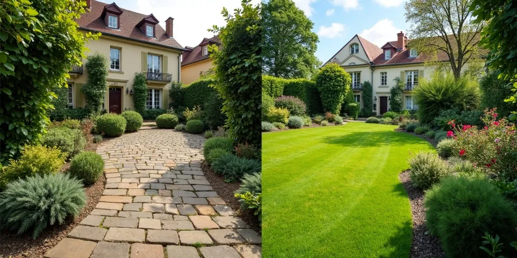 Avant après jardinage Massy - transformation jardin client satisfait