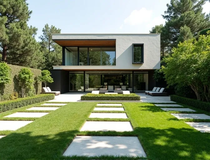 Aménagement paysager contemporain villa Orsay