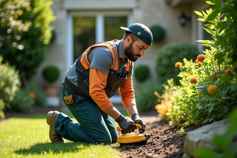 Équipe jardiniers professionnels Orsay avec matériel spécialisé