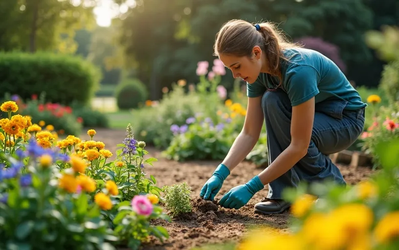 Jardinier professionnel effectuant des plantations à Vauhallan