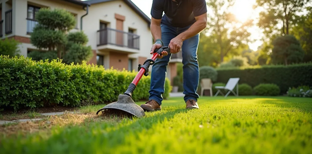 Jardinier professionnel entretenant un jardin résidentiel à Vauhallan 91430