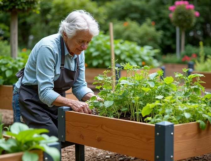 Potager en carré 120x120cm avec 16 cases et légumes variés