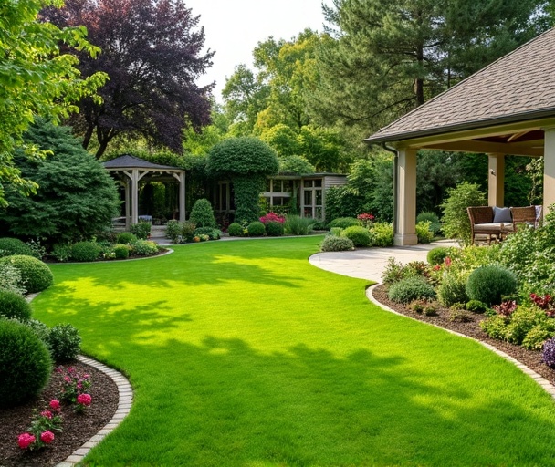 Beau jardin remis en état propre et soigné