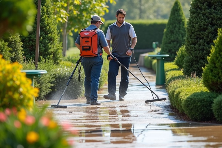 Nettoyage sol allées évacuation déchets verts