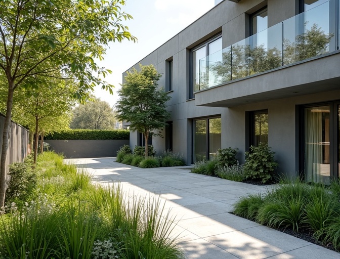 Copropriété moderne Nantes aménagement contemporain jardin