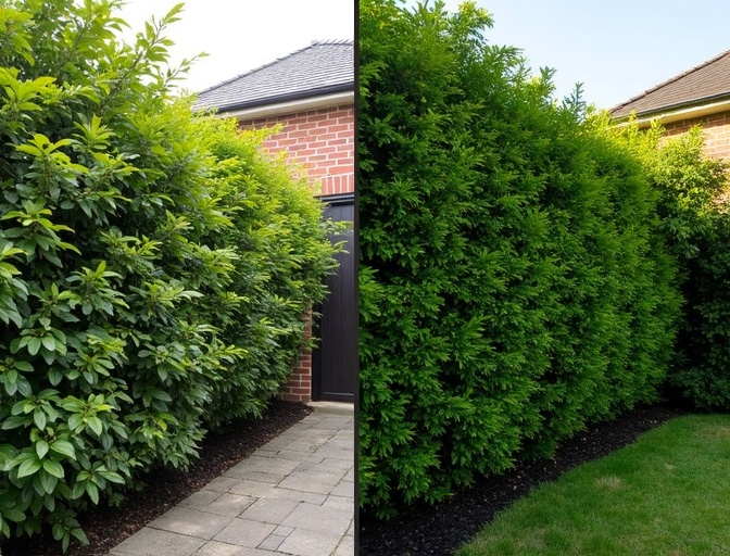 Transformation haie laurier avant après taille professionnelle