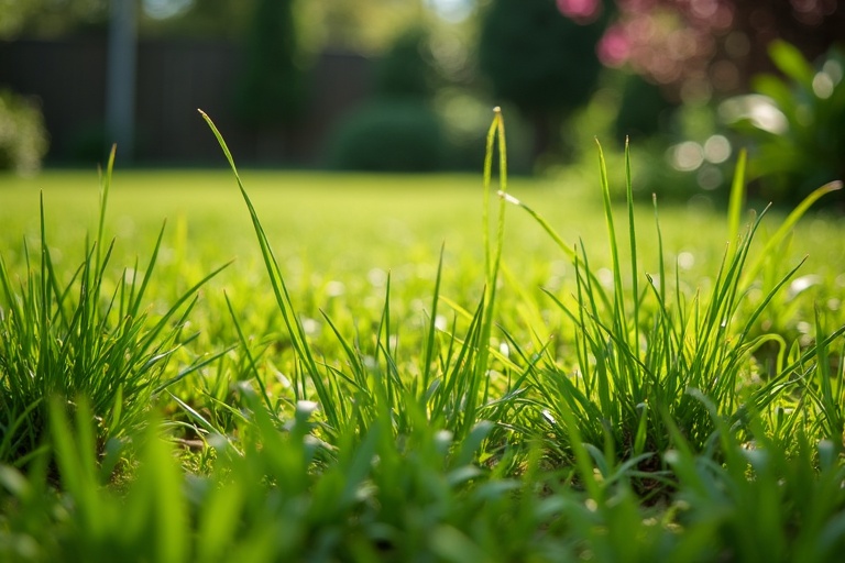Pelouse négligée avant tonte transformée en gazon parfait