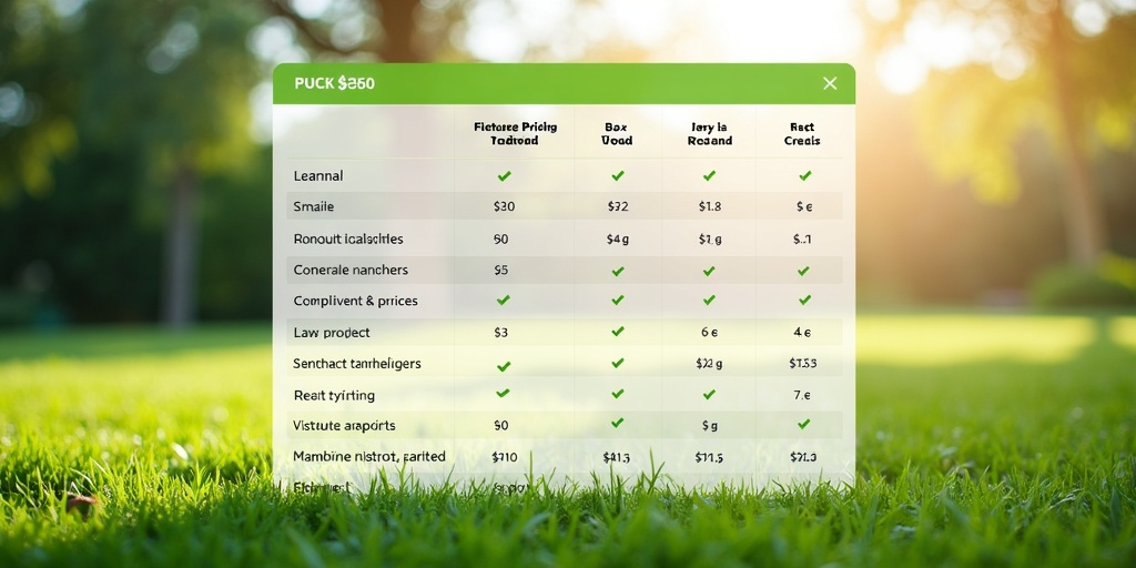 Tableau comparatif des prix de tonte de pelouse avec crédit d'impôt